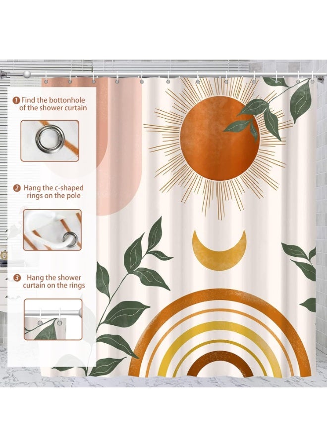 هومستر الشمس قمر دش ستارة للحمام، 180 * 180CM آلة غسيل مقاومة للماء نسيج ستارة للمنزل، الحمام، ديكور الفندق، ستارة دش الزهور مع خطائف - Image 5